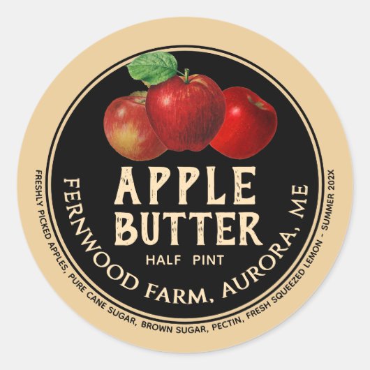 Apple Butter Jam Sauce Jelly Label (Voorkant)