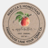 Apple Butter Kraft Paper Canning Jar Labels (Voorkant)