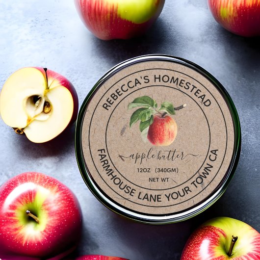 Apple Butter Kraft Paper Canning Jar Labels