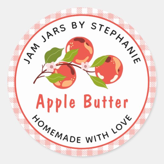 Apple Butter Red Pset Home Canning Jar Deksel Etik Ronde Sticker (Voorkant)
