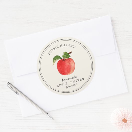  Apple Butter Zelfgemaakte Jam Jar Ronde Sticker (Envelop)