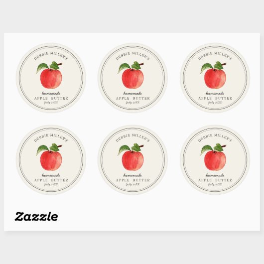  Apple Butter Zelfgemaakte Jam Jar Ronde Sticker (Vel)