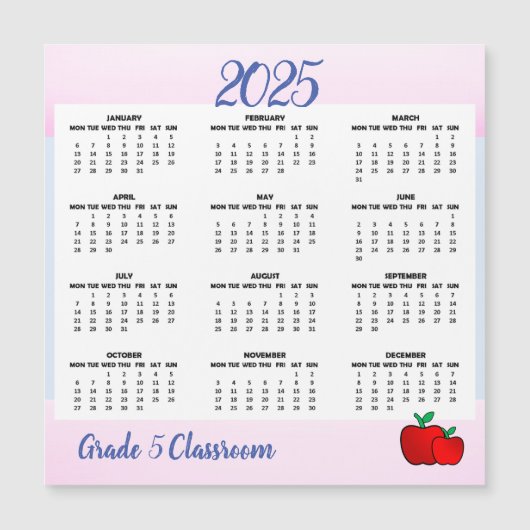 Apple Calendar 2025 Magnetische Kaart (Voorkant)