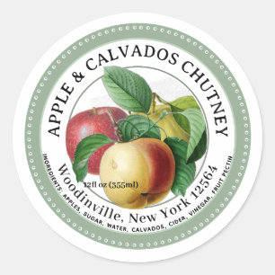 Apple Calvados Chutney Jam Productlabel Ronde Sticker
