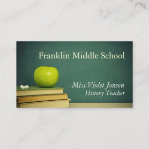 Apple Chalk Board School Teacher Visitekaartje