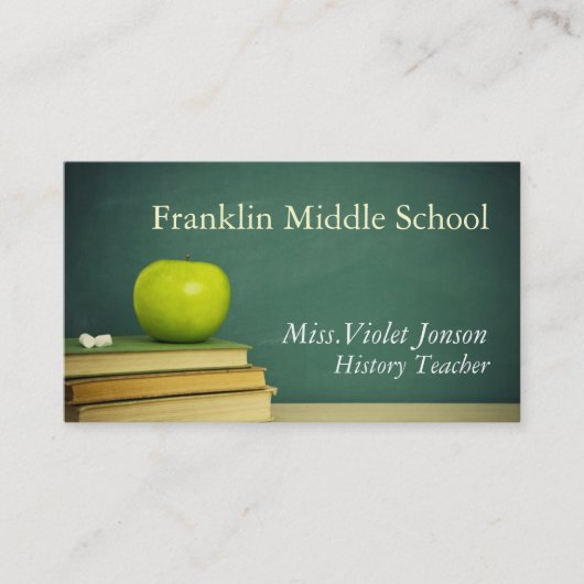 Apple Chalk Board School Teacher Visitekaartje (Voorkant)