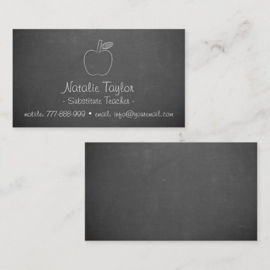 Apple Chalkboard Substitute Visitekaartjes voor le (Voorkant / Achterkant)