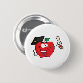 Apple Character Afstuderen houder van een diploma Ronde Button 5,7 Cm (Voorkant /achterkant)