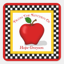 Apple & Checkerboard Keuken Vierkante Stickers