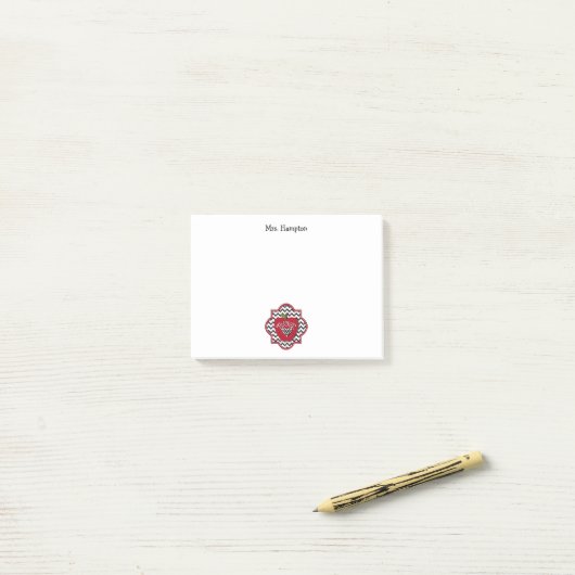 Apple Chevron Quatrefoil Post-it® notes leraar (Op bureau)