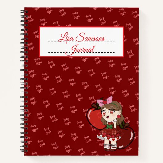 Apple Chibi ontwerp Journal Spiral Notebook Notitieboek (Voorkant)