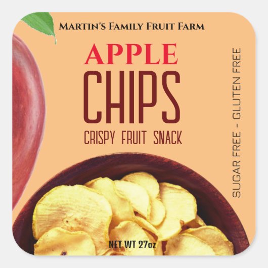 Apple Chips Aangepaste Label Sticker (Voorkant)