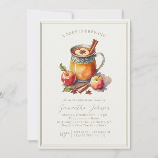  Apple Cider Autumn Baby shower Kaart (Voorkant)