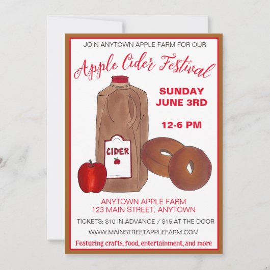 Apple Cider Festival Orchard Donuts Autumn Harvest Kaart (Voorkant)