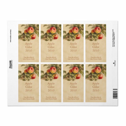 Apple cider flessetiket etiket (Full Sheet)