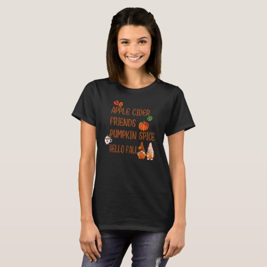 Apple Cider Friends Pumpkin Spice Hello Fall Autum T-shirt (Voorkant volledig)