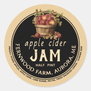 Apple Cider Jam Sauce Jelly Label Kraft Zelfgemaak