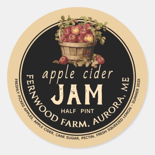 Apple Cider Jam Sauce Jelly Label Kraft Zelfgemaak (Voorkant)