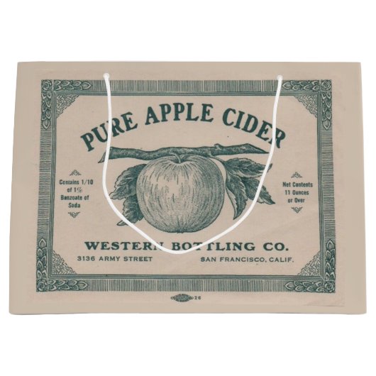  Apple Cider Label Western Bottling Company Groot Cadeauzakje (Voorkant)