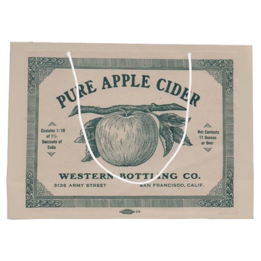  Apple Cider Label Western Bottling Company Groot Cadeauzakje (Achterkant)