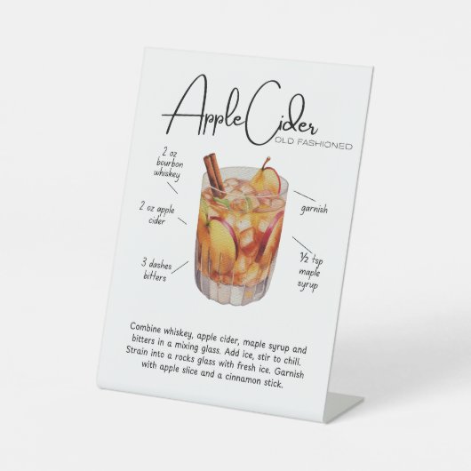 Apple Cider Old-Fashioned Cocktail Pedestal Sign Reclamebord Met Voetstuk (Voorkant)