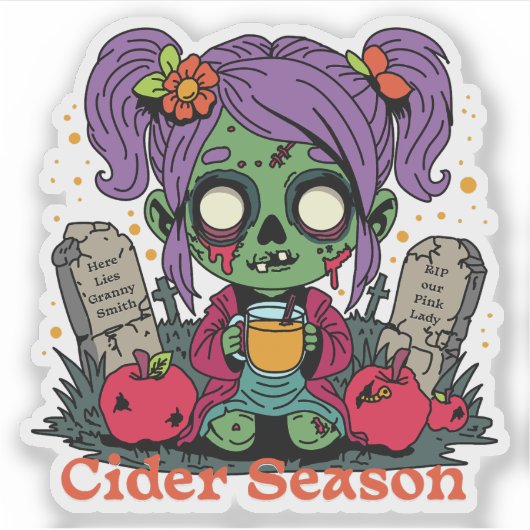Apple Cider Seizoen Zombie Sticker (Voorkant)