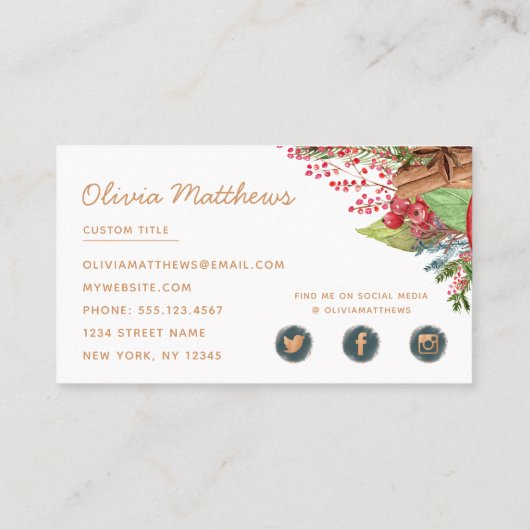 Apple Cinnamon Herfst of Winter Bakery Food Visitekaartje (Achterkant)