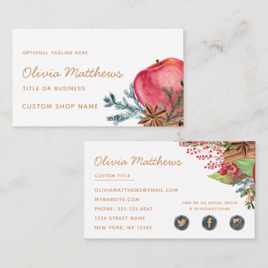 Apple Cinnamon Herfst of Winter Bakery Food Visitekaartje (Voorkant / Achterkant)