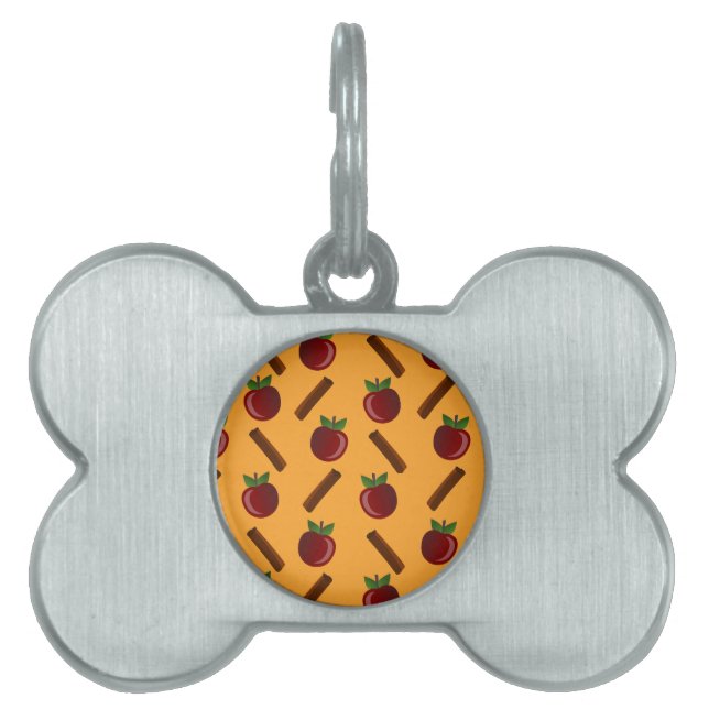 Apple Cinnamon Pattern Huisdieren Naamplaatje (voorkant)