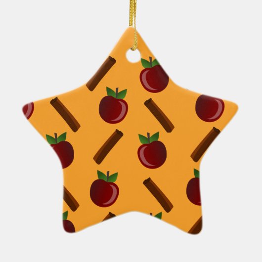 Apple Cinnamon Pattern Keramisch Ornament (Achterkant)