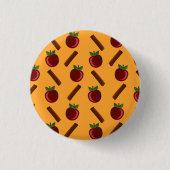 Apple Cinnamon Pattern Ronde Button 3,2 Cm (Voorkant)