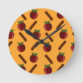 Apple Cinnamon Pattern Ronde Klok