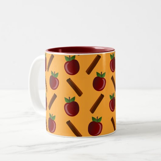 Apple Cinnamon Pattern Tweekleurige Koffiemok (Voorkant links)