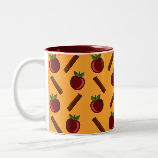 Apple Cinnamon Pattern Tweekleurige Koffiemok (Links)