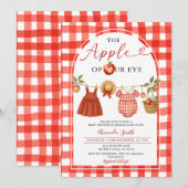 Apple Clothesline Herfst Rustic Gingham Baby showe Kaart (Voorkant / Achterkant)