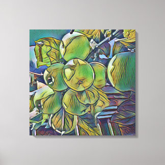 Apple cluster canvas met olieverfstijl afdruk