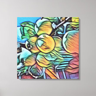 Apple clusterdoek met gloeiende waterverf stijl canvas afdruk