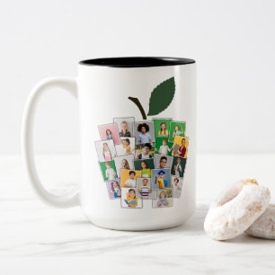 Apple Collage Teacher's Gift 22 Student Foto's Tweekleurige Koffiemok