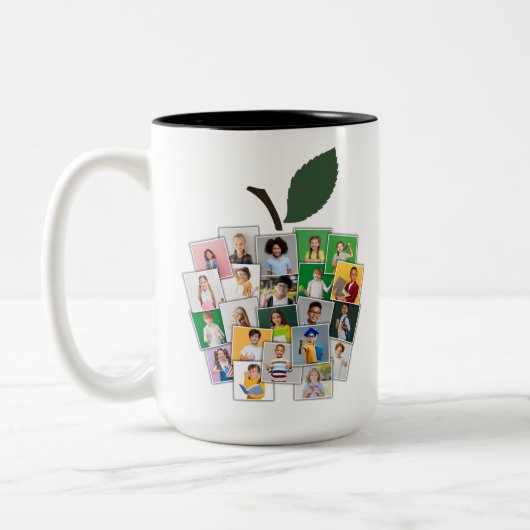 Apple Collage Teacher's Gift 22 Student Foto's Tweekleurige Koffiemok (Links)