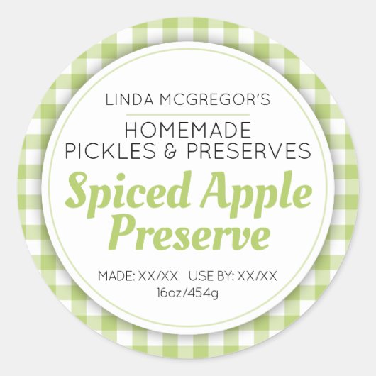 Apple conserveren groene ronde jam potje voedsella sticker (Voorkant)