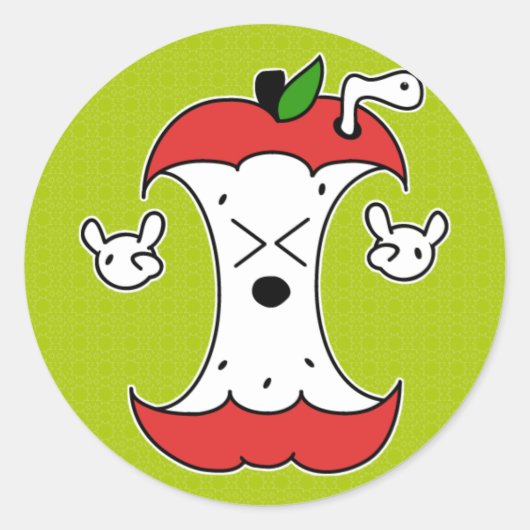 Apple Core Ronde Sticker (Voorkant)