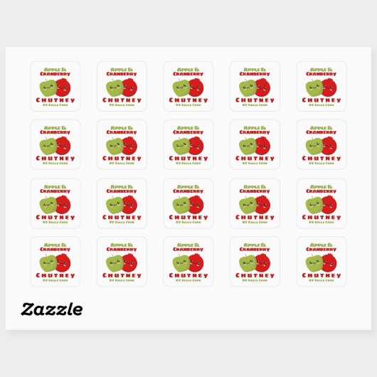 Apple & cranberry chutney vierkante sticker (Vel)