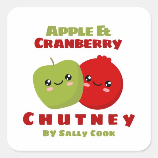 Apple & cranberry chutney vierkante sticker (Voorkant)
