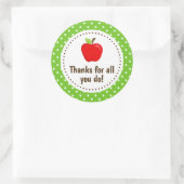 Apple Dank je leraar appreciatie groene spaties C Ronde Sticker (Tas)