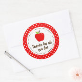 Apple Dank je leraar waardering rode spots Cla Ronde Sticker (Envelop)