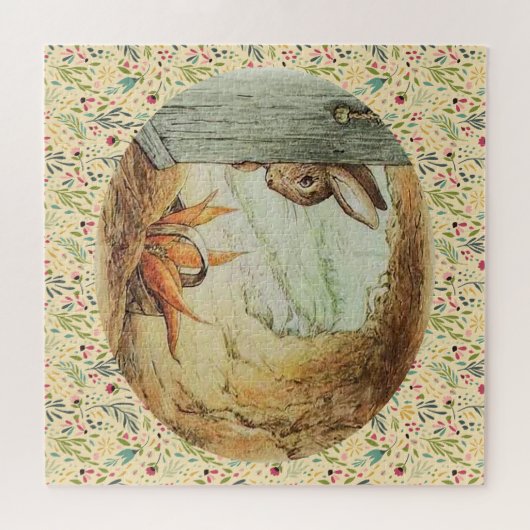 Apple Dappley Rabbit and Basket of Carrots Legpuzzel (Horizontaal)
