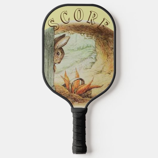 Apple Dappley Rabbit and Basket of Carrots Pickleball Paddle (Voorkant)