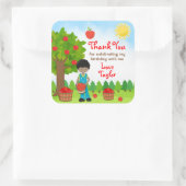 Apple die donkere huidsjongen speelt Birthday Beda Vierkante Sticker (Tas)