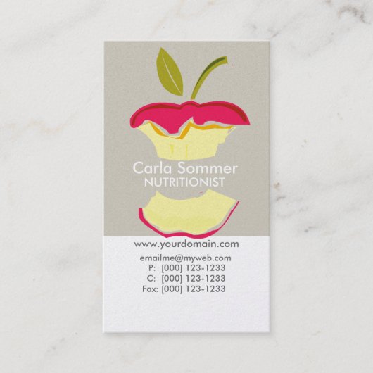 Apple-diëticien NutriTionist Weight Loight Health Visitekaartje (Voorkant)