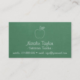 Apple Doodle Green Chalkboard Substituut leraar Visitekaartje